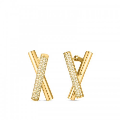 Roberto Coin 18K Yellow Gold Domino Diamond Pave Earrings