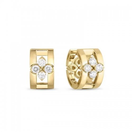 Roberto Coin 18K Yellow Gold Love In Verona Diamond Flower Hoop Earrings
