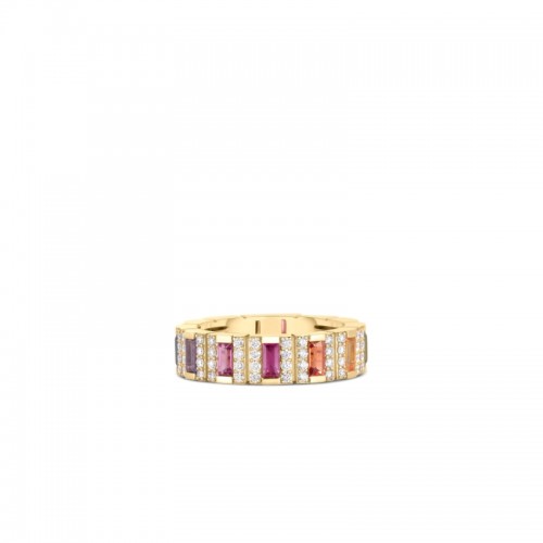 Roberto Coin 18K Yellow Gold Obelisco Pave Diamond And Mixed Sapphires Ring