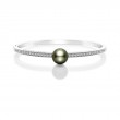 Mikimoto 18K White Gold South Sea Pearl Rhodium Plated Classic Bangle
