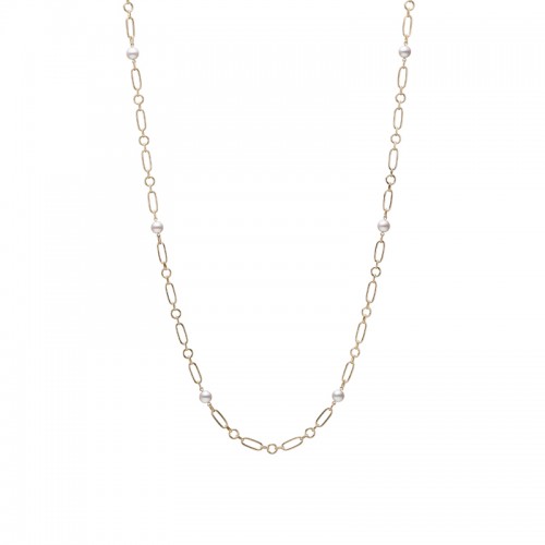 Mikimoto M Code Akoya Pearl and Yellow Gold Chain Necklace