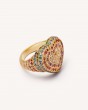 Rainbow Pavé Cuore Ring 18k Yellow Gold