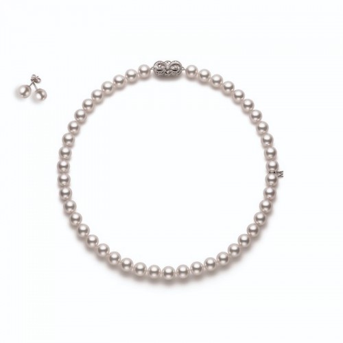 Mikimoto Ginza Akoya Pearl Necklace & Earrings Boxed Set