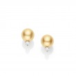 Mikimoto 18K Yellow Gold South Sea Pearl Diamond Earrings