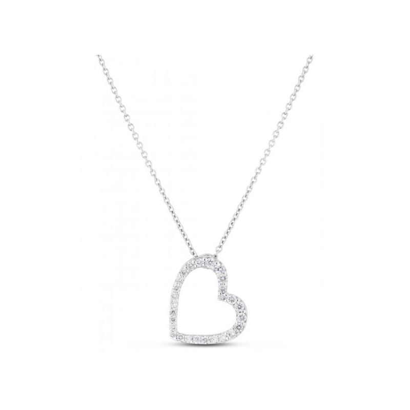 Roberto Coin 18K White Gold Rhodium Plated Diamond Heart Necklace