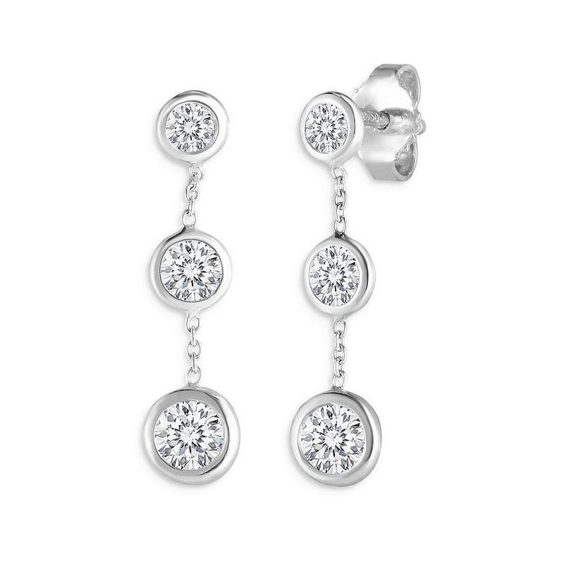 Roberto Coin 18K White Gold Rhodium Plated Diamonds By The Inch Drop Earrings