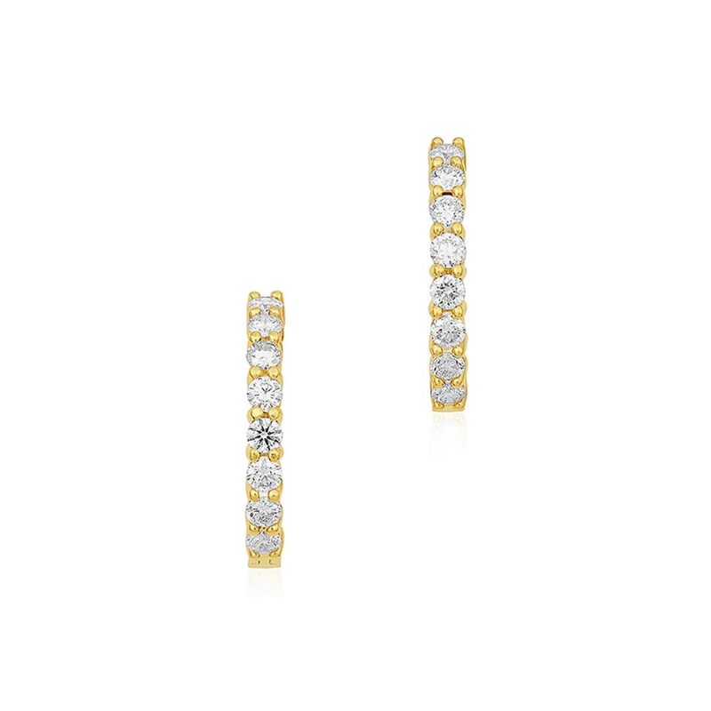 Roberto Coin 18K Yellow Gold Perfect Diamon Hoop Small Earring