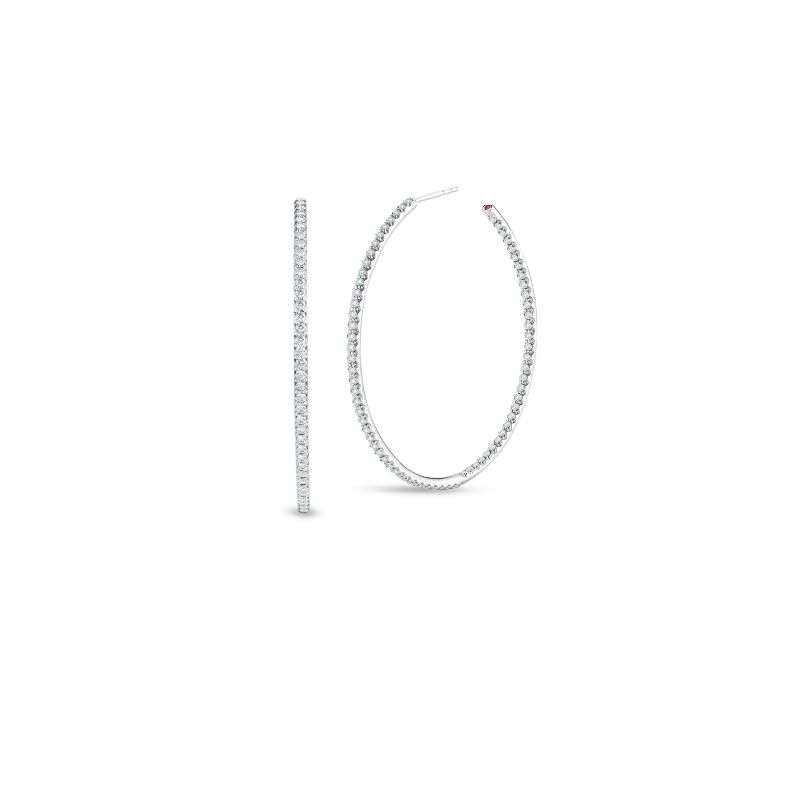 Roberto Coin 18K White Gold Rhodium Plated Perfect Diamond Hoop Earrings 000600AWERX0