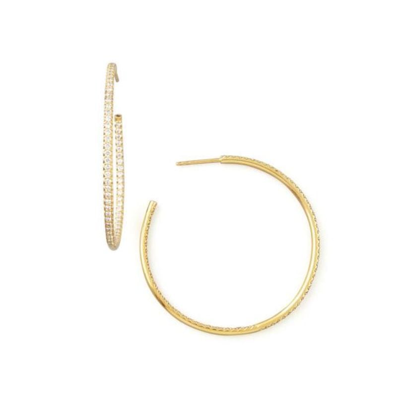 Roberto Coin 18K Yellow Gold Perfect Hoop Diamond Hoop Earrings 1.40 Carats Total Weight
