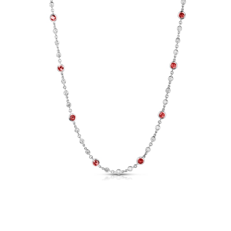 Roberto Coin 18K White Gold Rhodium Plated Diamonds By The Inch Ruby And Diamond Necklace