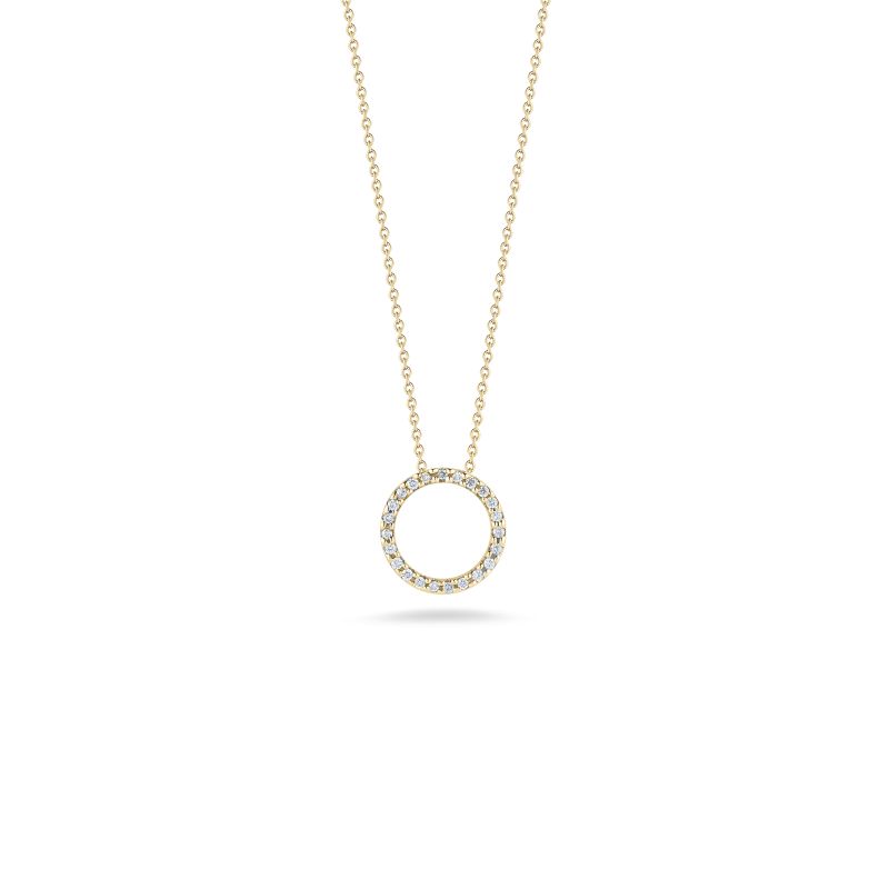 Roberto Coin 18K Yellow Gold Tiny Treasures Circle Extra Small Diamond Circle Pendant Necklace