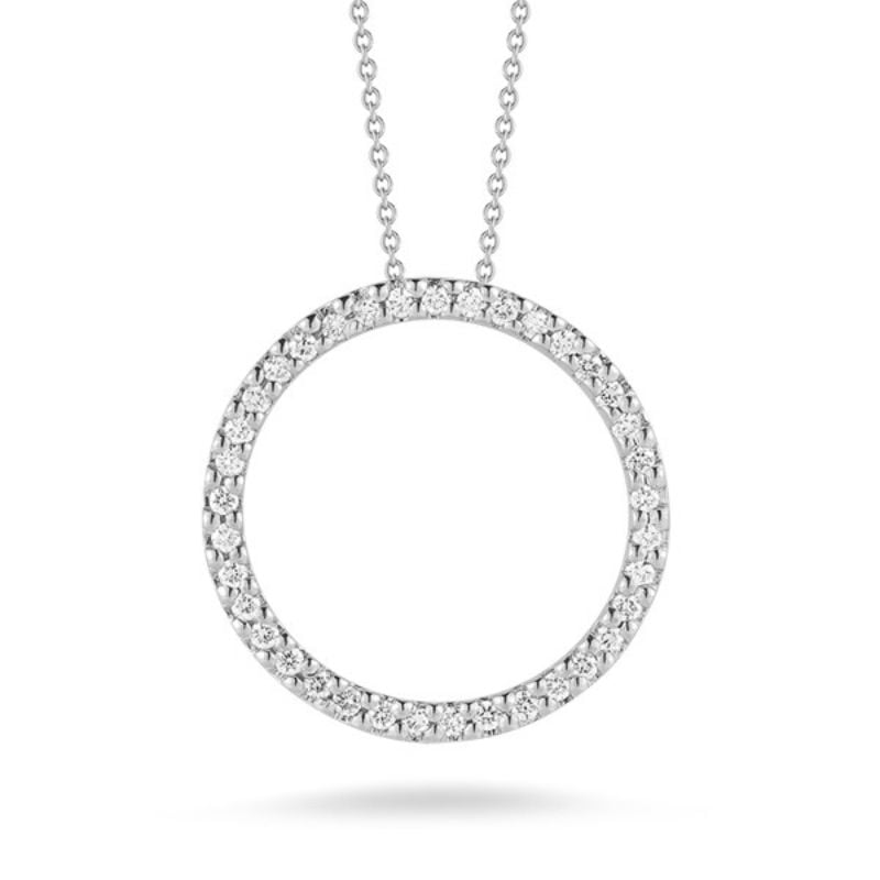 Roberto Coin 18K White Gold Tiny Treasures Small Diamond Circle Pendant Necklace