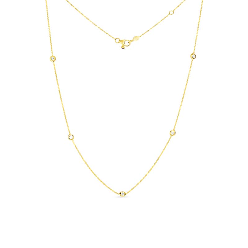 Roberto Coin 18K Yellow Gold Diamonds By The Inch 5 Station Diamond Necklace