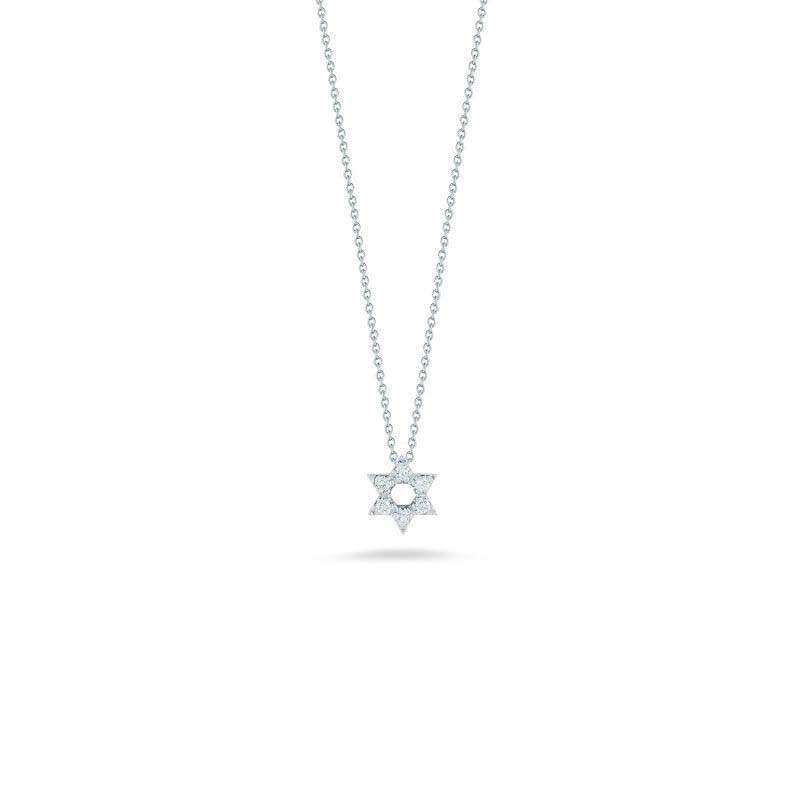 Roberto Coin 18K White Gold Rhodium Plated Tiny Treasures Diamond Star Of David Pendant Necklace
