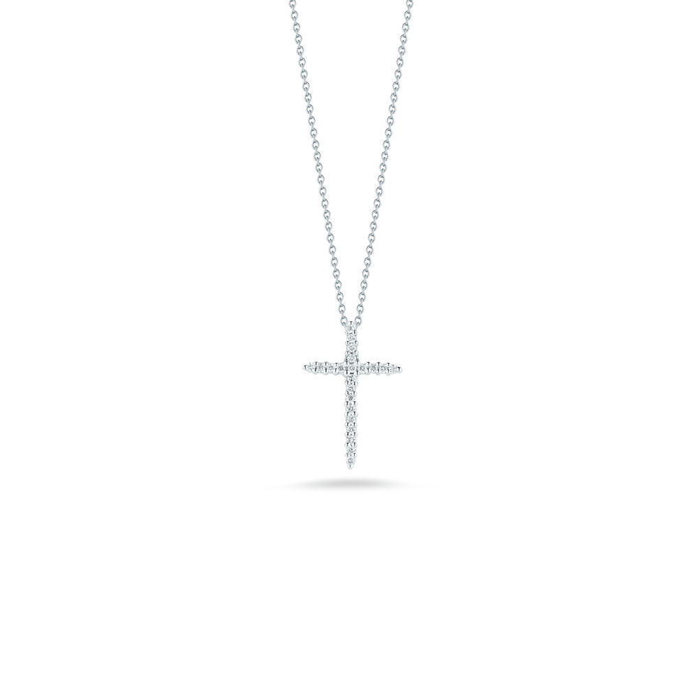 Roberto Coin 18K White Gold Tiny Treasures Sliver Cross Pendant
