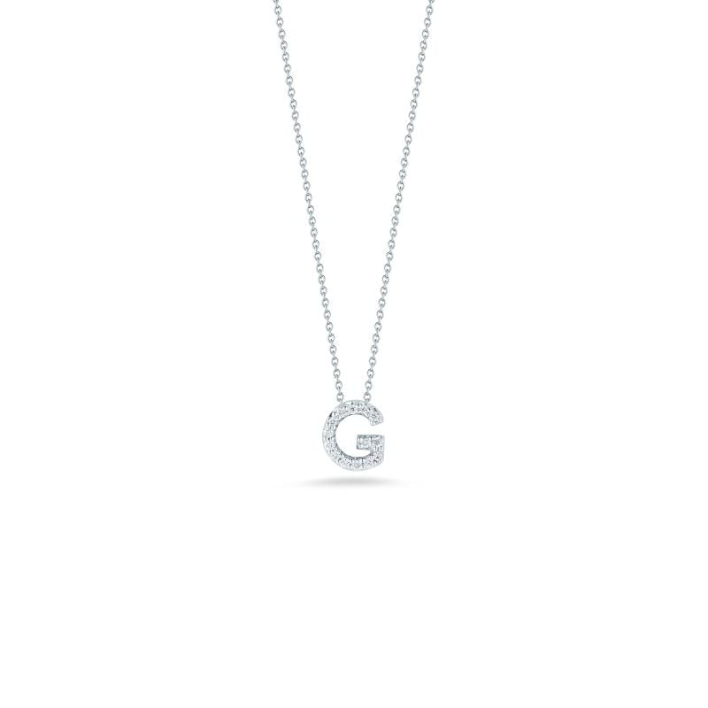 Roberto Coin 18K White Gold Tiny Treasures Love Letter Diamond "G" Pendant Necklace