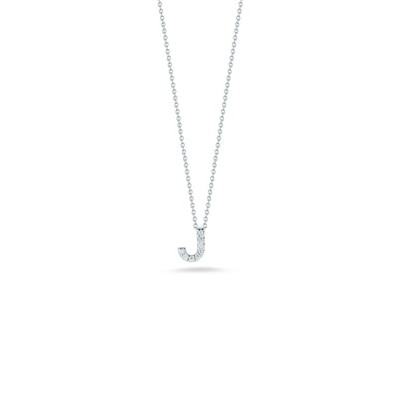 Roberto Coin 18K White Gold Rhodium Plated Tiny Treasures Love Letters Diamond "J" Pendant Necklace