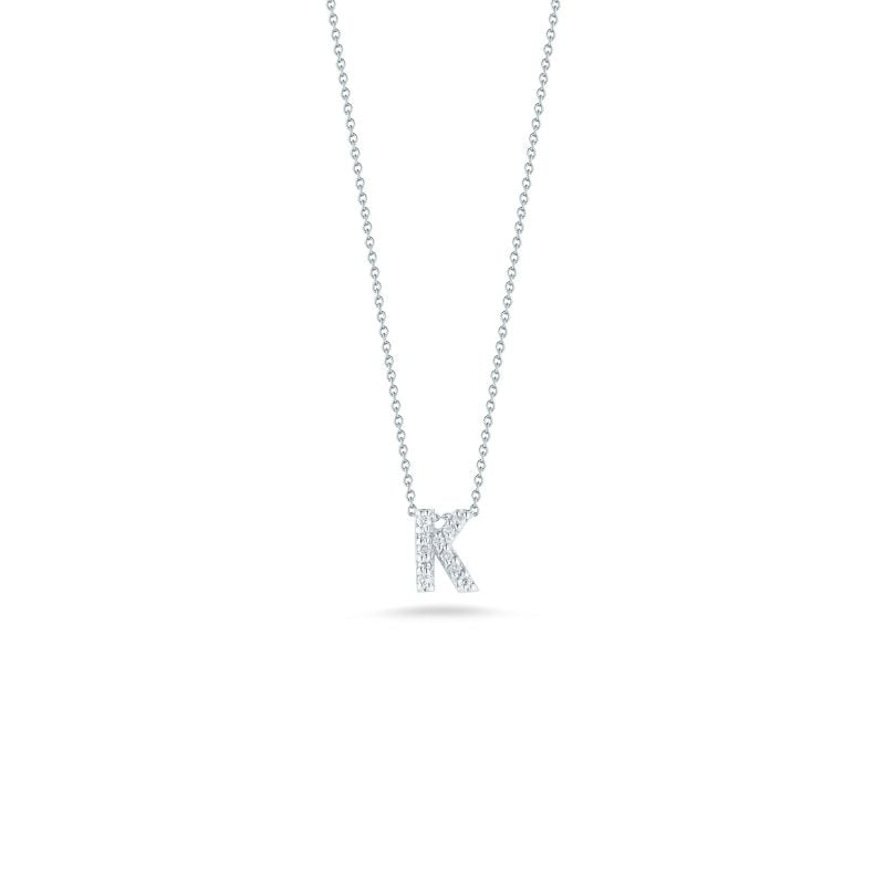 Roberto Coin 18K White Gold Rhodium Plated Tiny Treasures Love Letters Diamond "K" Pendant Necklace
