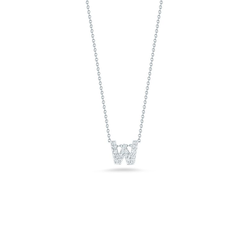 Roberto Coin 18K White Gold Rhodium Plated Tiny Treasures Love Letters Diamond 