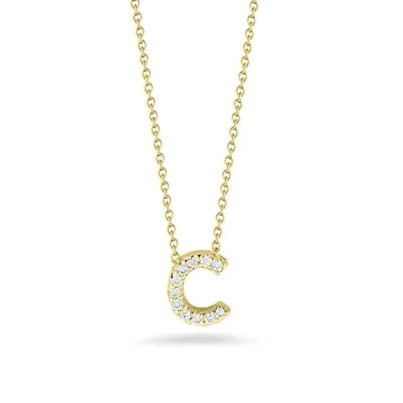Roberto Coin 18K Yellow Gold Tiny Treasures Love Letter Diamond "C" Pendant Necklace