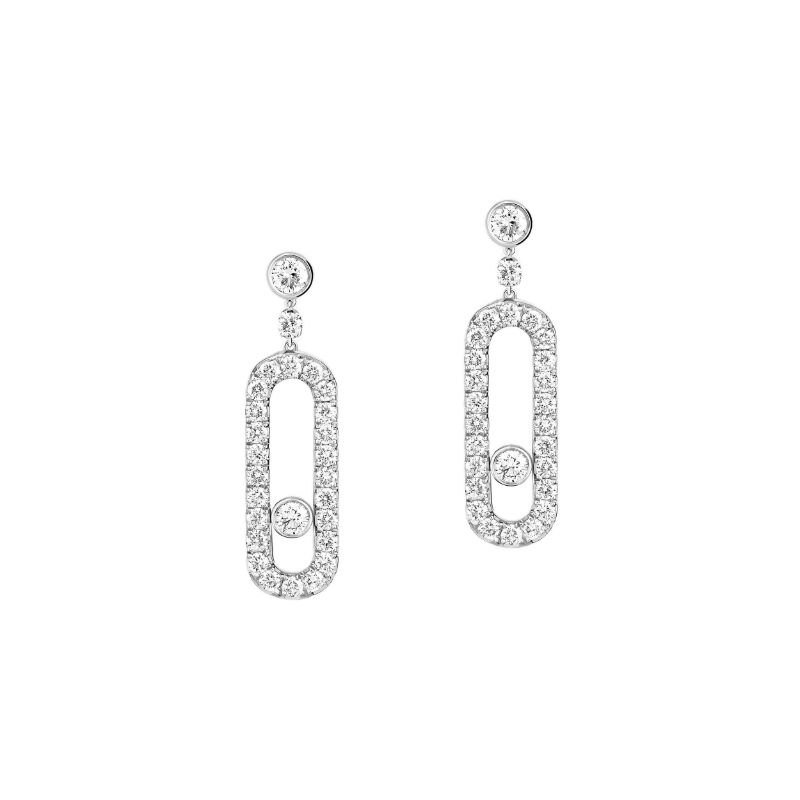 18K White Gold Move Uno Drop Earrings