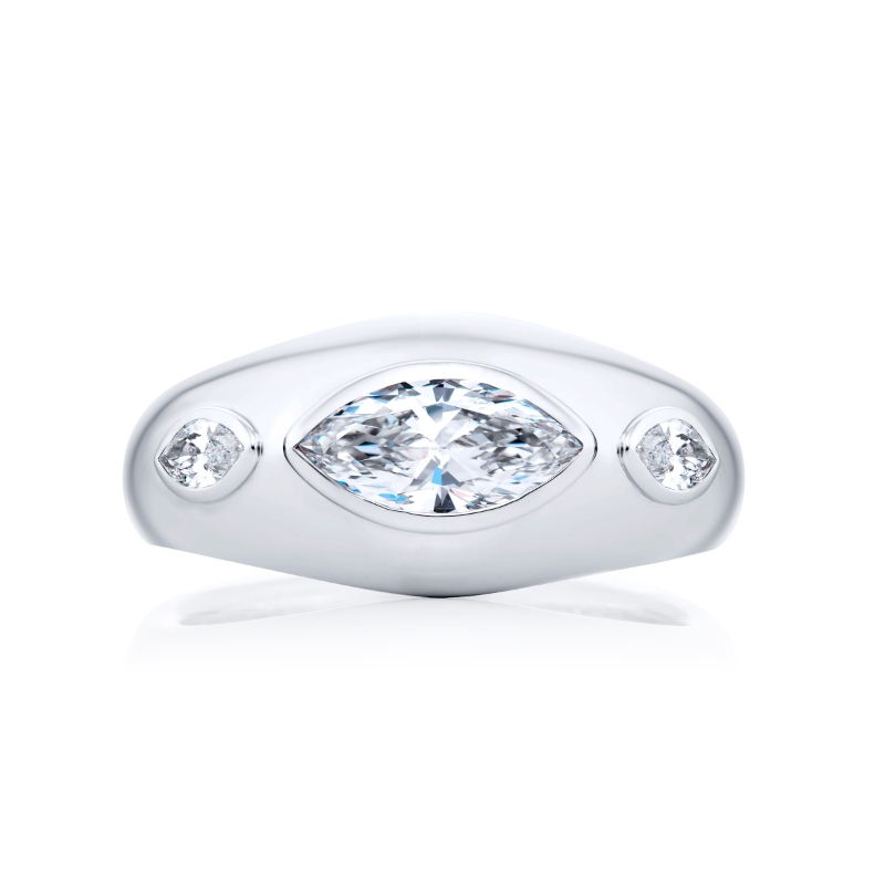 Platinum Marquise Diamond Single-Row GIA Certified Men