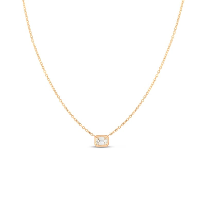 Roberto Coin 18K Rose Gold Emerald Cut Diamond Necklace