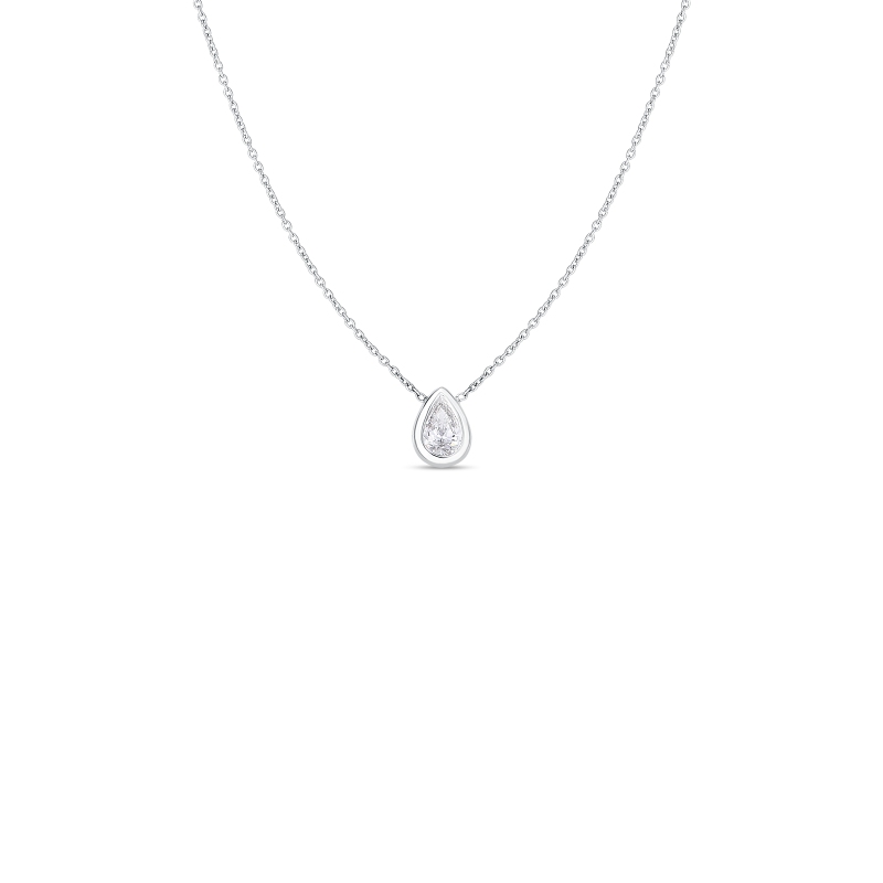 Roberto Coin 18K White Gold Diamonds By The Inch Pear Cut Necklace