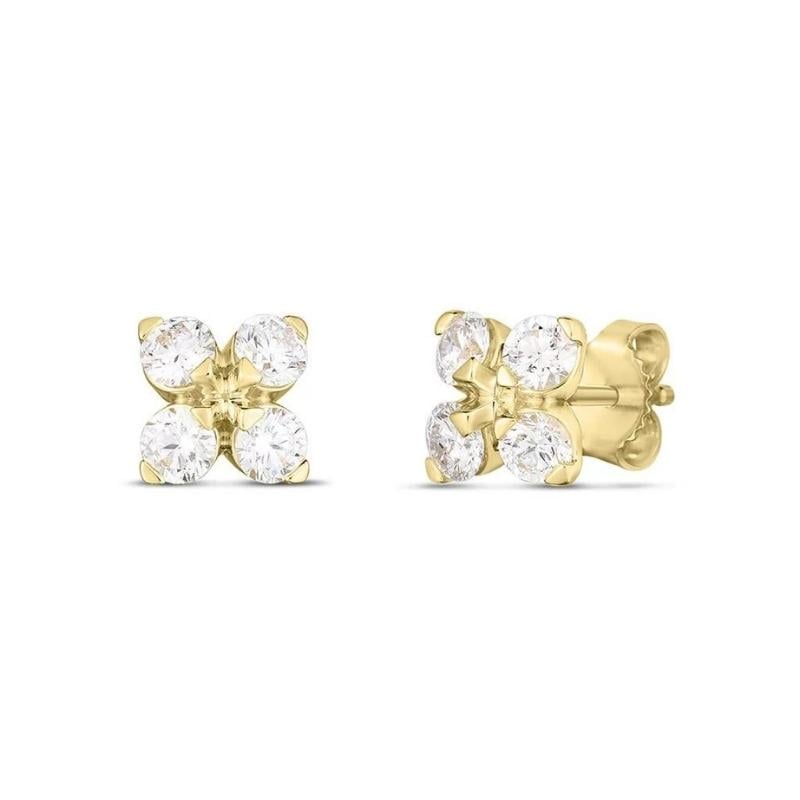 Roberto Coin 18K Yellow Gold Love In Verona Diamond Flower Stud Earrings