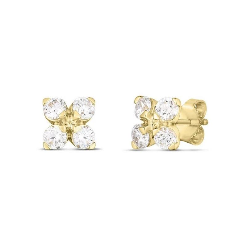 Roberto Coin 18K Yellow Gold Love In Verona Diamond Flower Stud Earrings