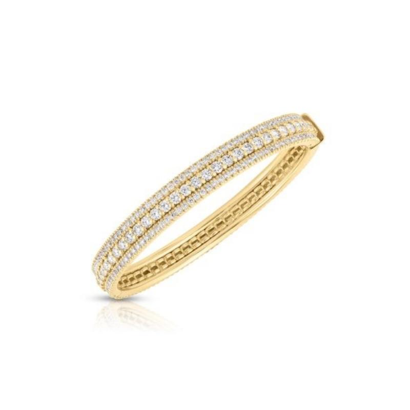 Roberto Coin 18K Yellow Gold Siena 3 Row Diamond Bangle Bracelet