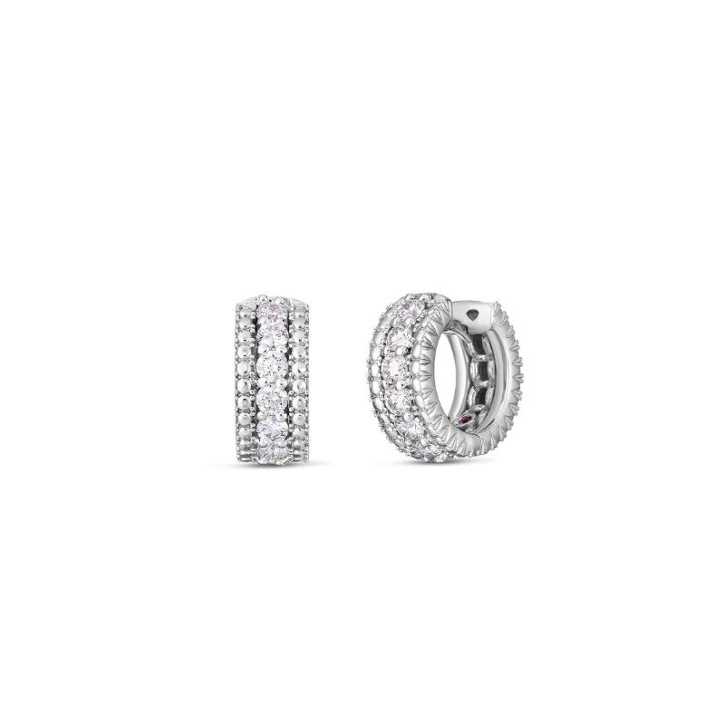 Roberto Coin 18K White Gold Siena Diamond Huggy Hoop Earrings