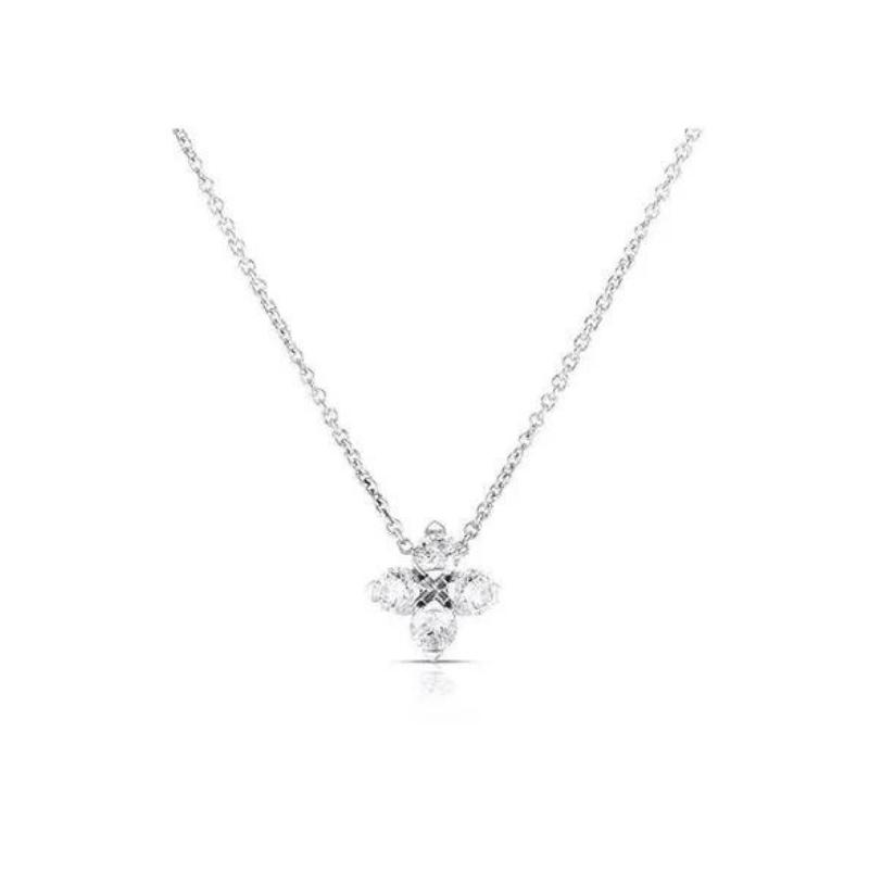 Roberto Coin 18K White Gold Rhodium Plated Love In Verona Small Diamond Flower Pendant