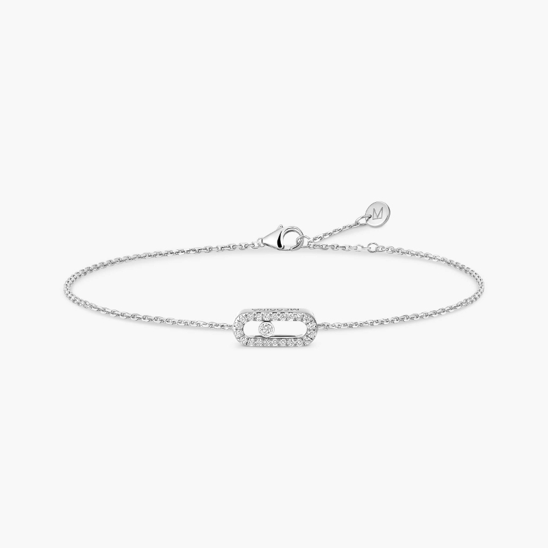 18K White Gold Uno Diamond Pave Bracelet