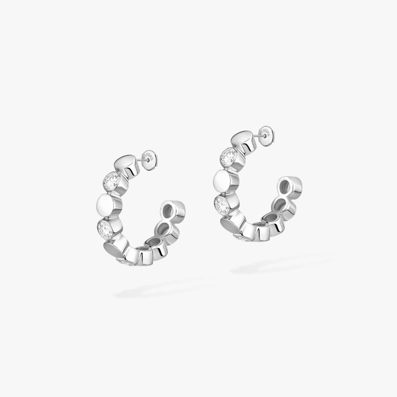 18K White Gold D-Vibes Mini Hoop Earrings