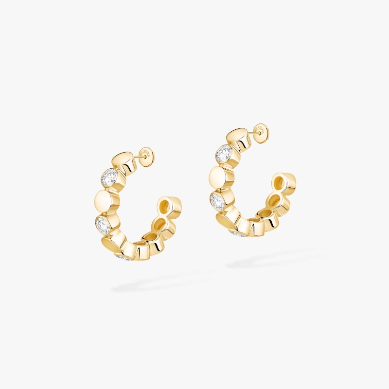 18K Yellow Gold D-Vibes Mini Hoop Earrings
