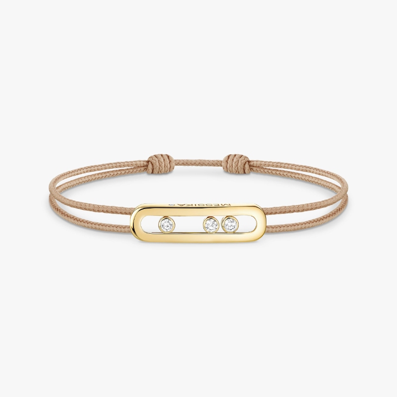 18K Yellow Gold Care(S) Beige Cord Bracelet