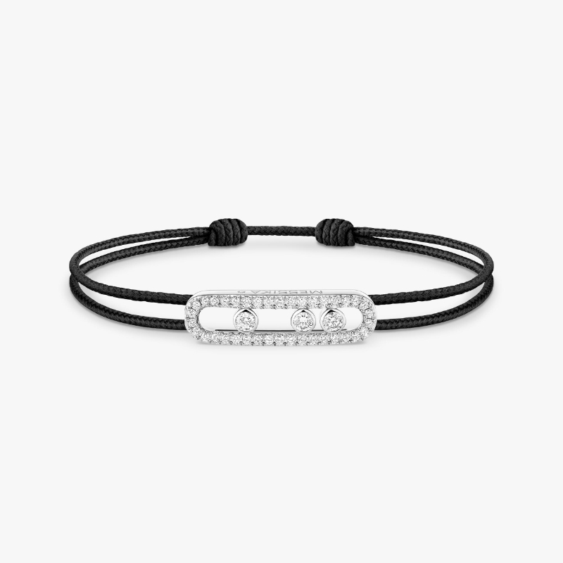 18K White Gold Care(S) Black Cord Bracelet