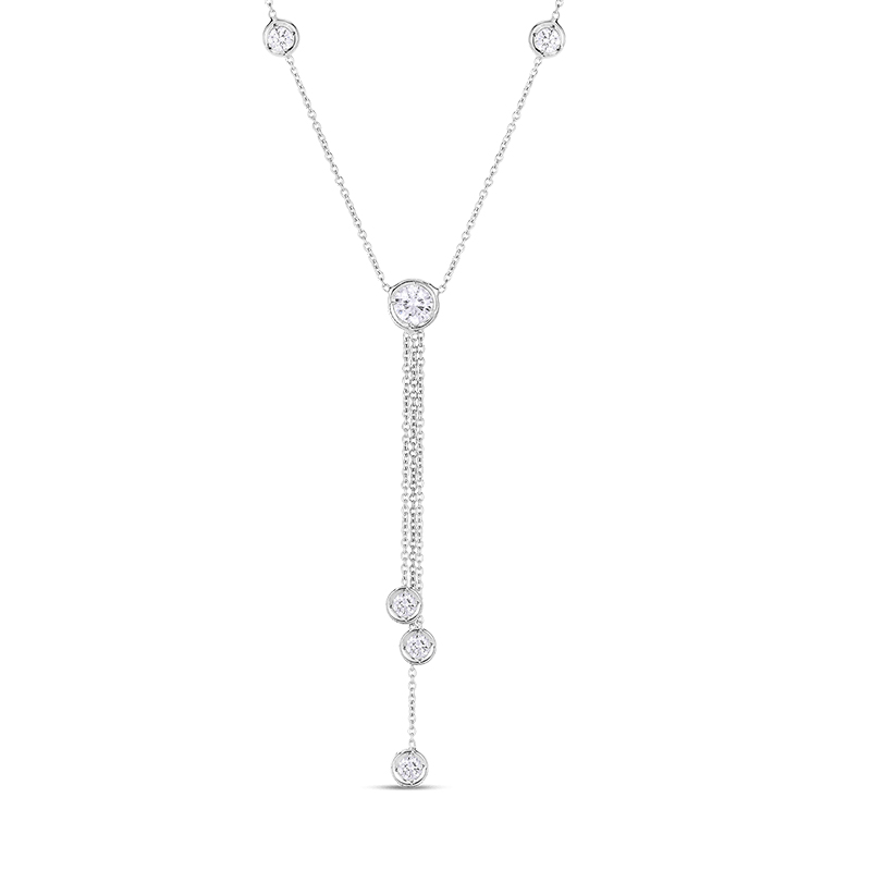 Roberto Coin 18K White Gold Rhodium Plated Diamonds By The Inch Triple Drop Necklace