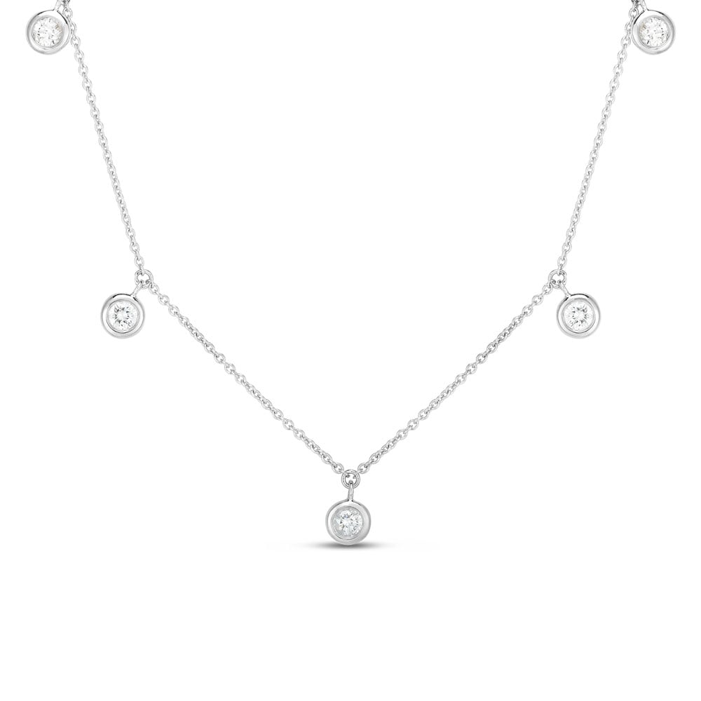 Roberto Coin 18K White Gold Diamonds By The Inch 5 Station Diamond Drop Necklace
