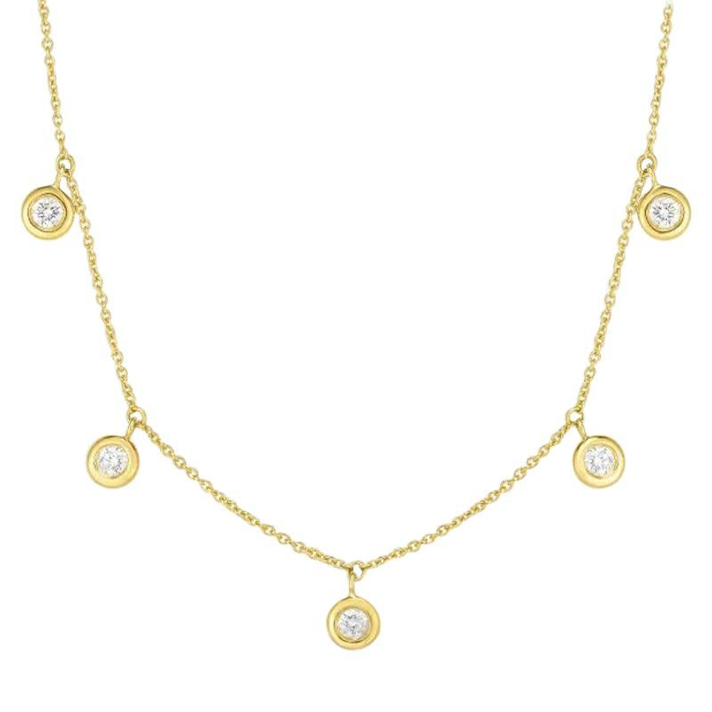 Roberto Coin 18K Yellow Gold Diamonds By The Inch 5 Station Diamond Drop Necklace