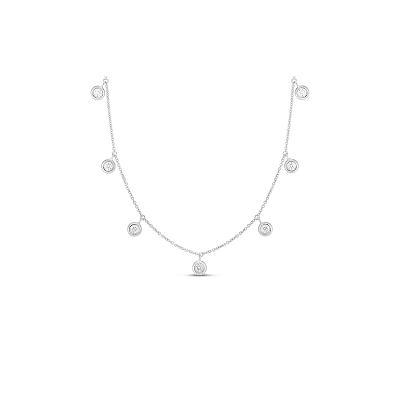 Roberto Coin 18K White Gold Diamonds By The Inch 7 Station Diamond Drop Necklace
