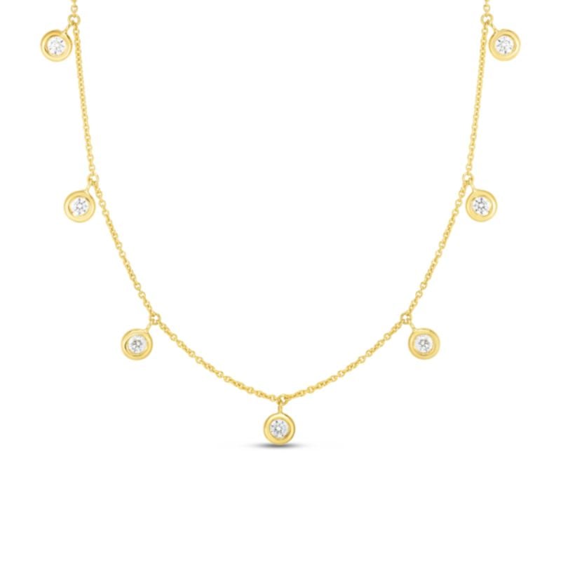 Roebrto Coin 18K Yellow Gold Diamonds By The Inch 7 Station Diamond Drop Necklace