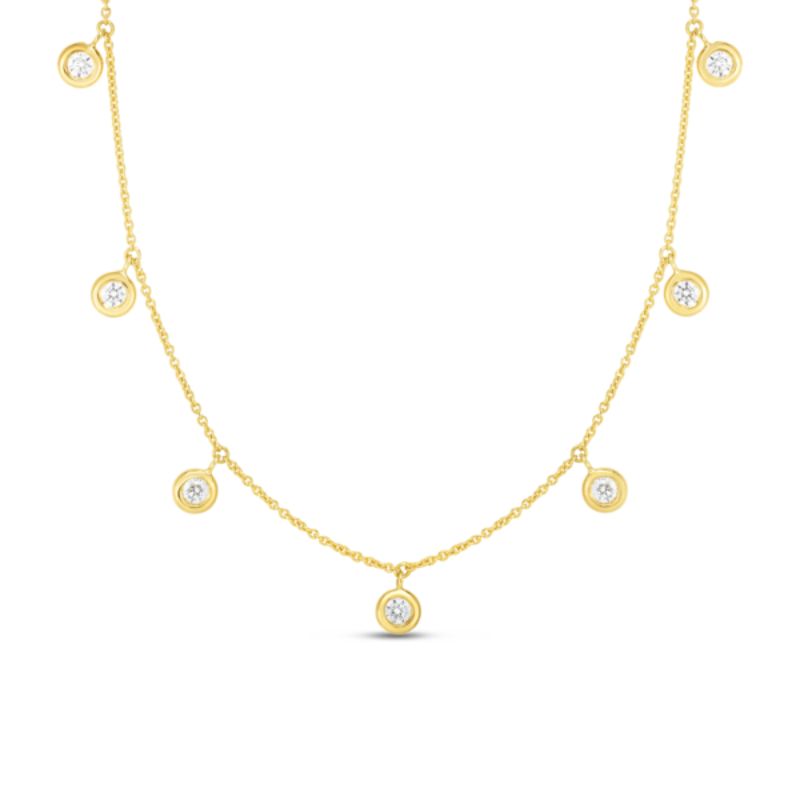 Roebrto Coin 18K Yellow Gold Diamonds By The Inch 7 Station Diamond Drop Necklace