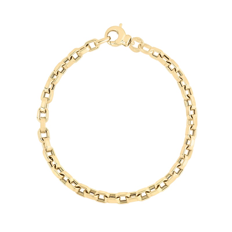 Roberto Coin 18K Yellow Gold Designer Gold Square Link Chain Bracelet