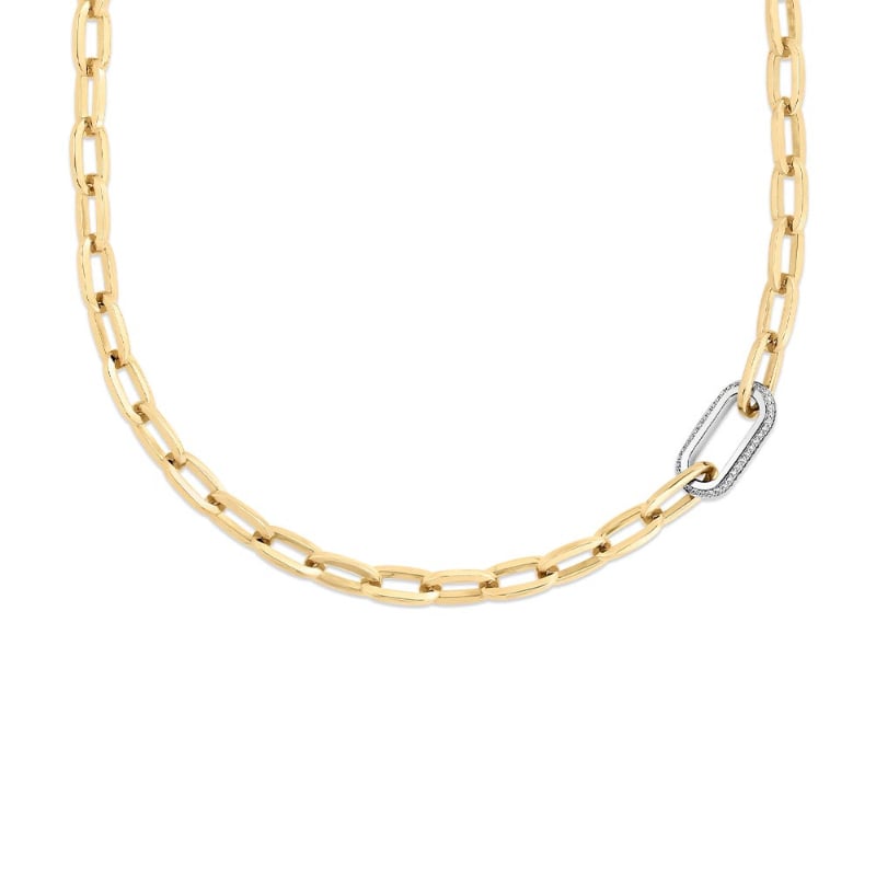 Roberto Coin 18K Yellow And White Rhodium Plated Gold Designer Gold Link Necklace