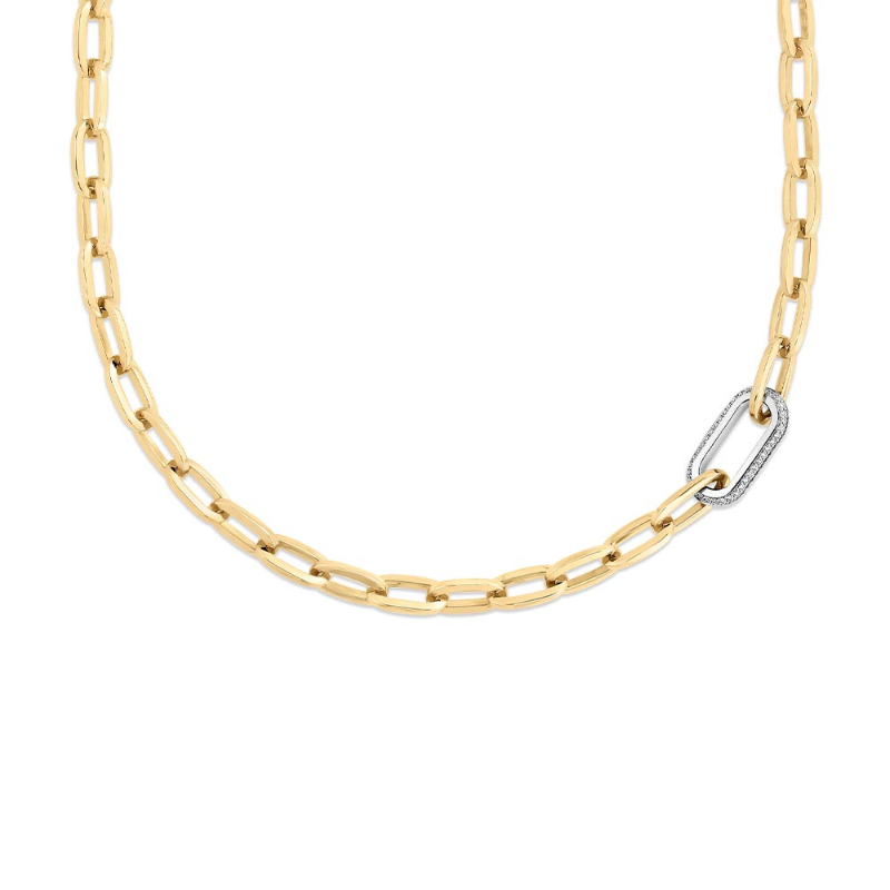 Roberto Coin 18K Yellow And White Rhodium Plated Gold Designer Gold Link Necklace