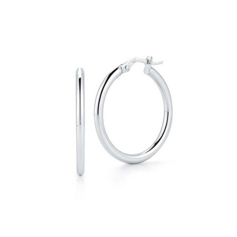 Roberto Coin 18K White Gold Medium Perfect Gold Hoops
