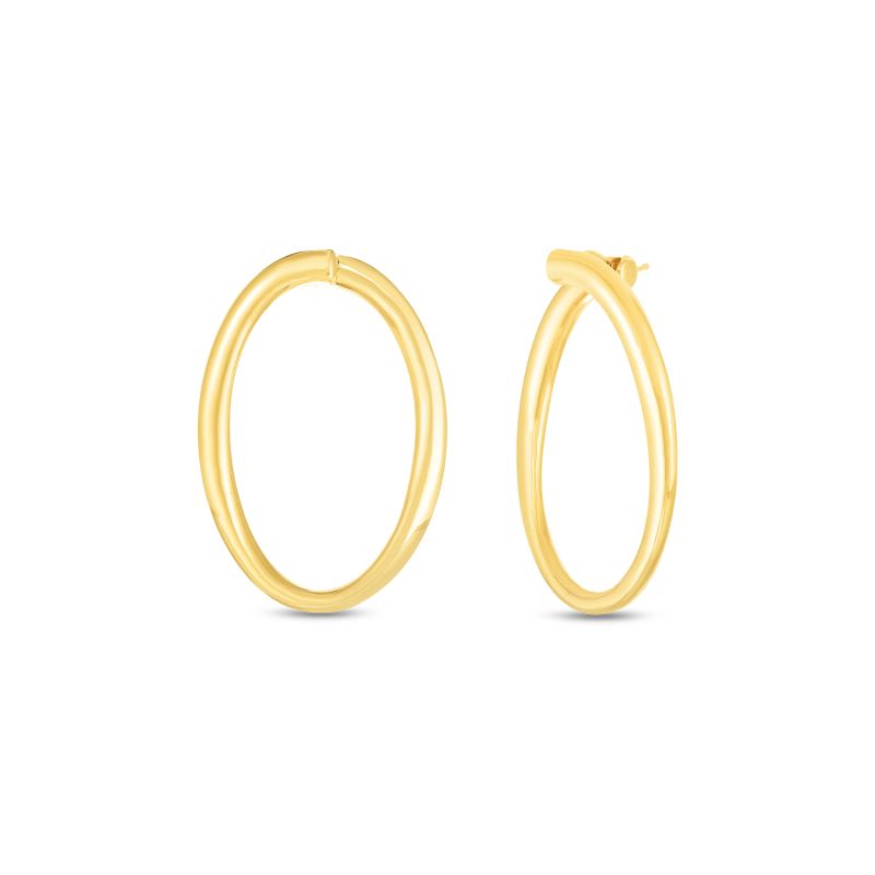 Roberto Coin 18K Yellow Gold Oro Classic Front Facing Oval Hoop Earrings