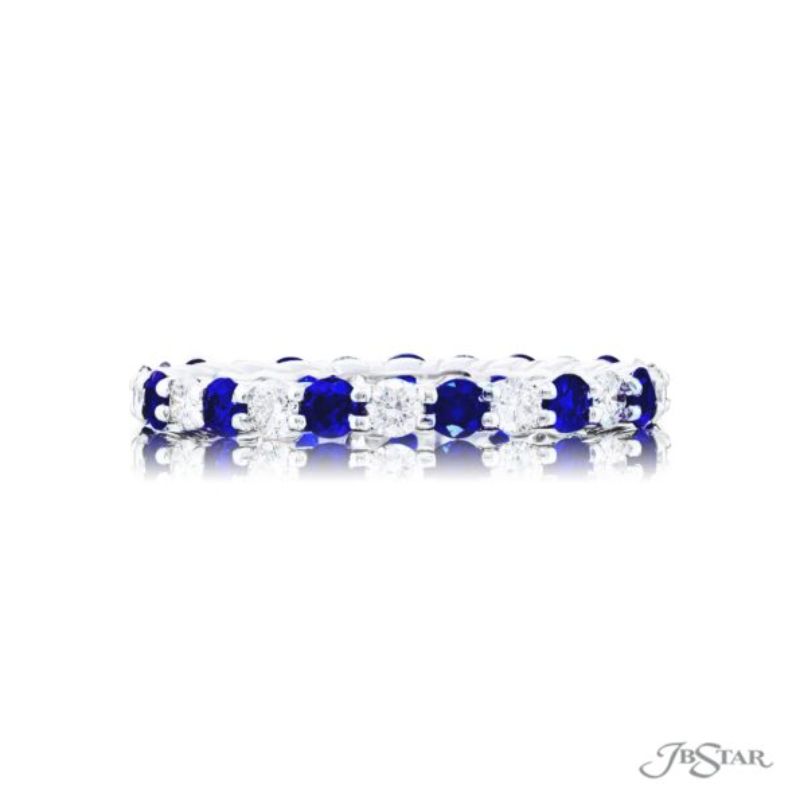 JB Star Sapphire & Diamond Eternity Band 0.80 ctw Round Alternating